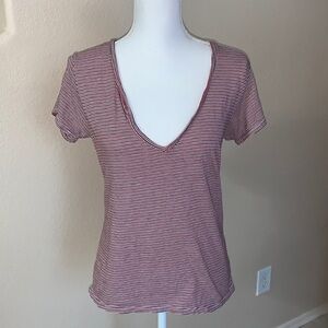 Brandy Melville striped vneck tee